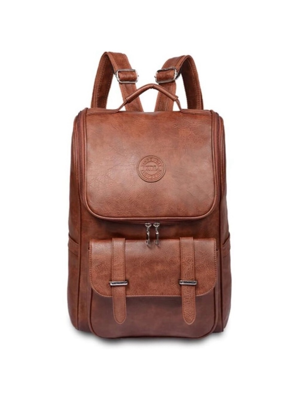 India Boutique Cognac Brown Faux Leather Men's Backpack